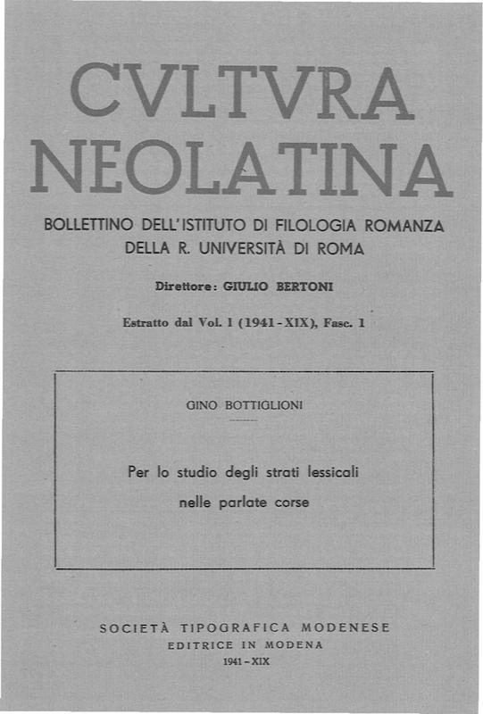 Per lo studio degli strati nelle parlate corse