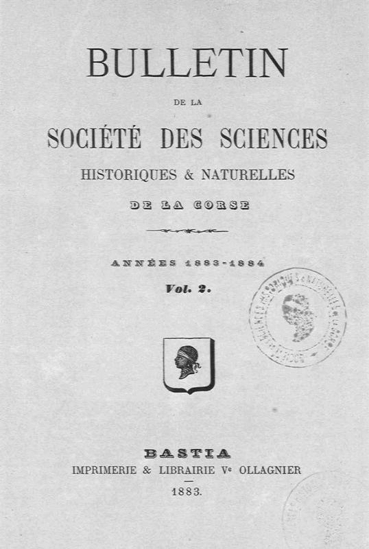 >Bulletin de la Société des Sciences Historiques et Naturelles de la Corse, vol.2, années 1883-1884