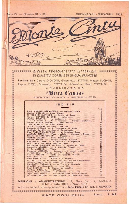 >Monte Cintu Numaru 31–32 Ghjenaghju Ferraghju 1962