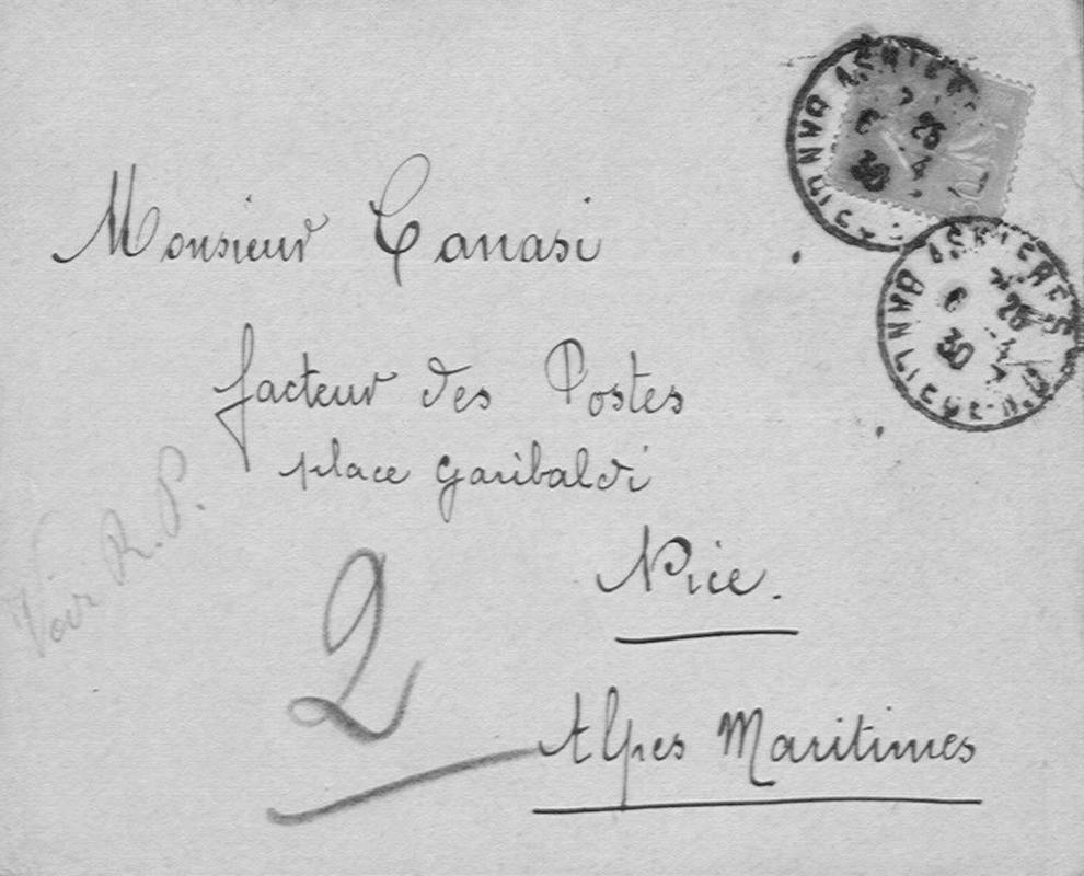 Enveloppes des correspondances de Joseph-Antoine Canasi