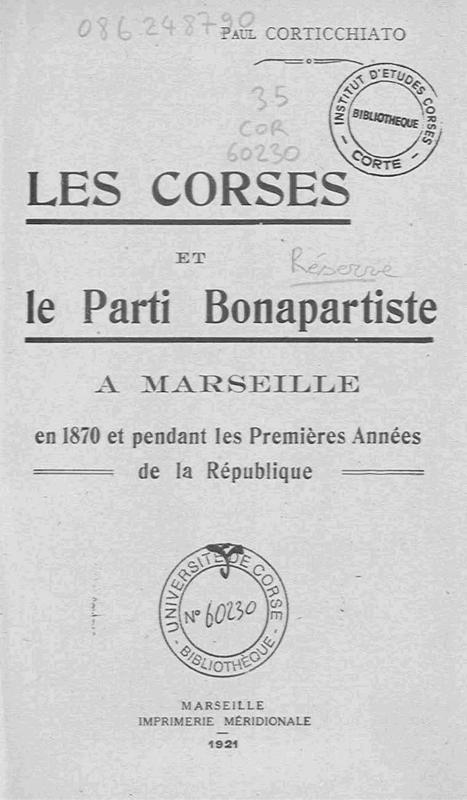 >Les Corses et le parti bonapartiste