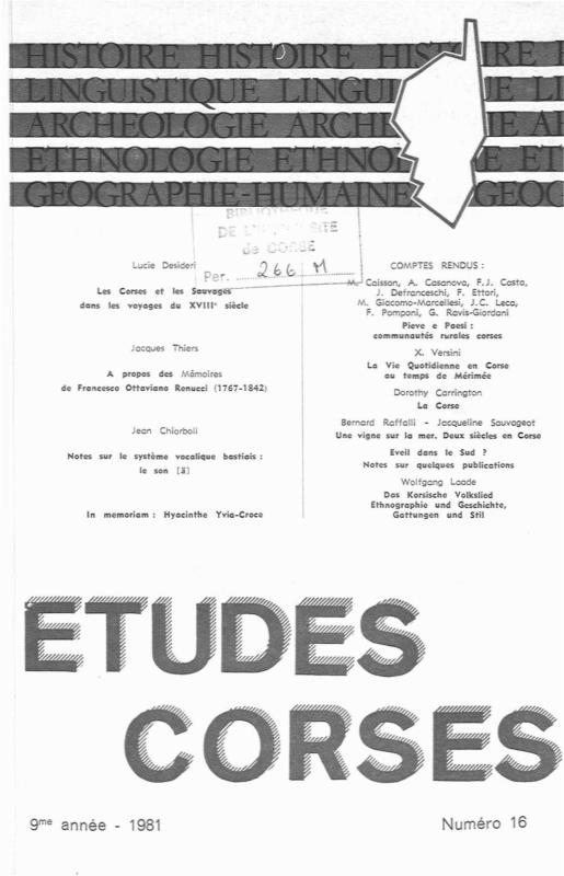 >Études Corses n°16