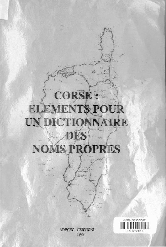 >Corse : élements pour un dictionnaire des noms propres