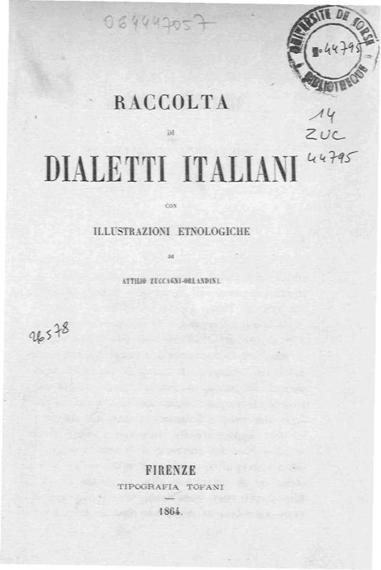 >Raccolta di dialetti italiani con illustrazioni etnologiche