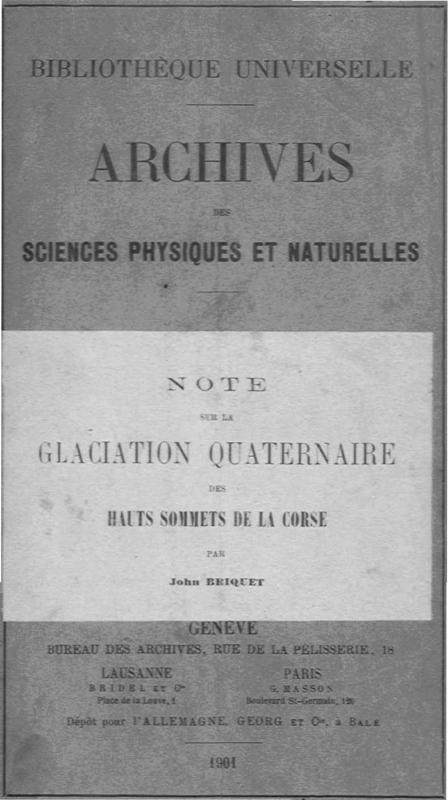 >Note sur la glaciation quaternaire des hauts sommets de la Corse