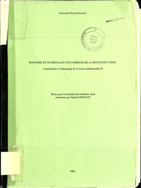 >Économie et société dans une commune de la montagne corse