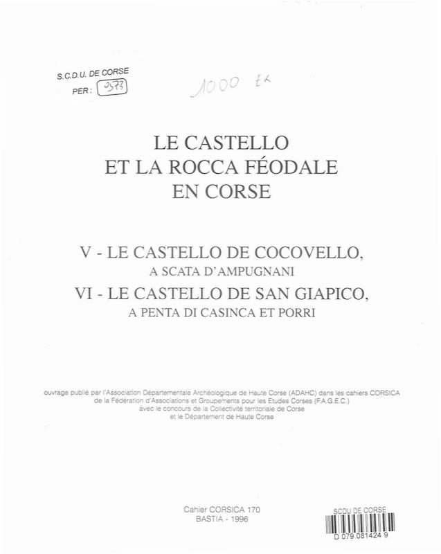>Cahiers Corsica N° 170 - Le Castello et la Rocca féodale en Corse