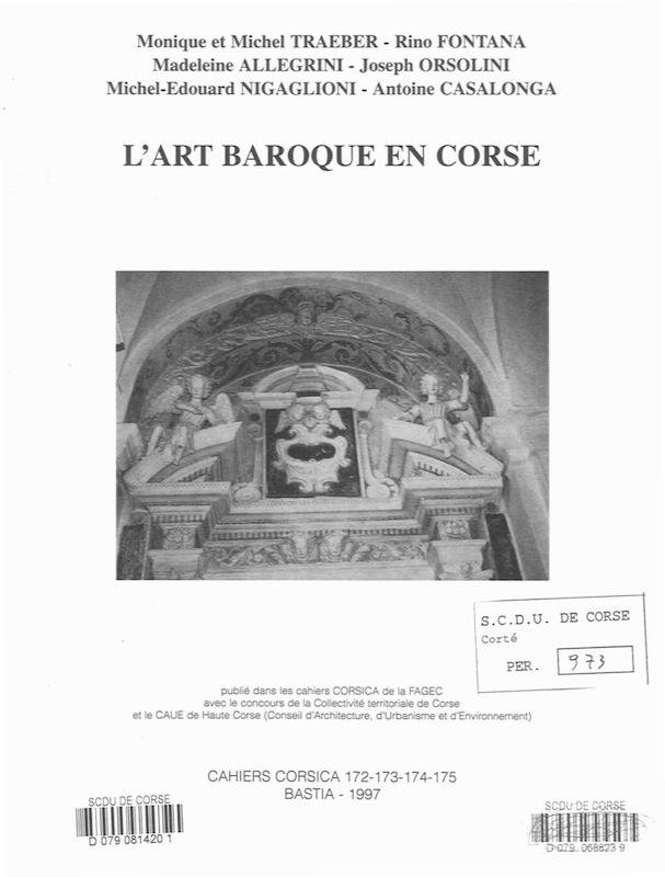 >Cahiers Corsica N° 172-173-174-175 L'art baroque en Corse 1997