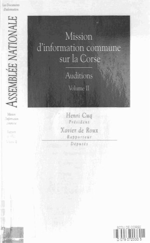 >Mission d'information commune sur la Corse vol. 2
