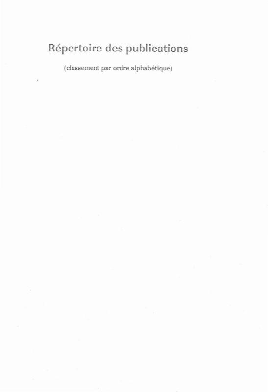 >Répertoire des publications