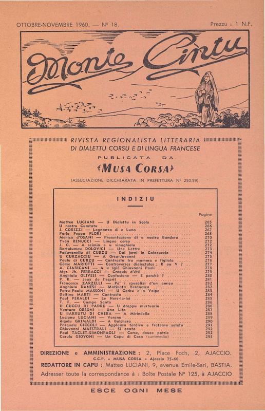 >Monte Cintu Numaru 18 Ottobre Novembre 1960