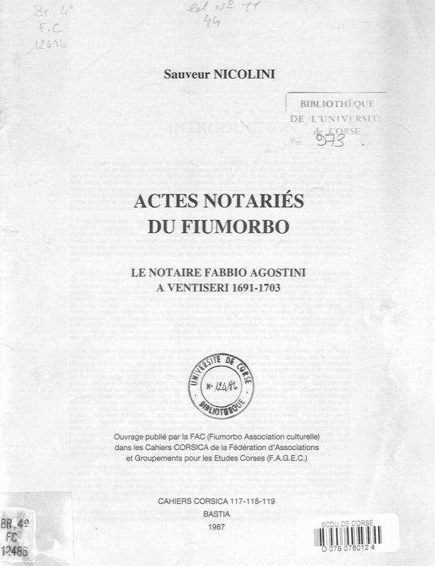 >Actes Notariés du Fiumorbo