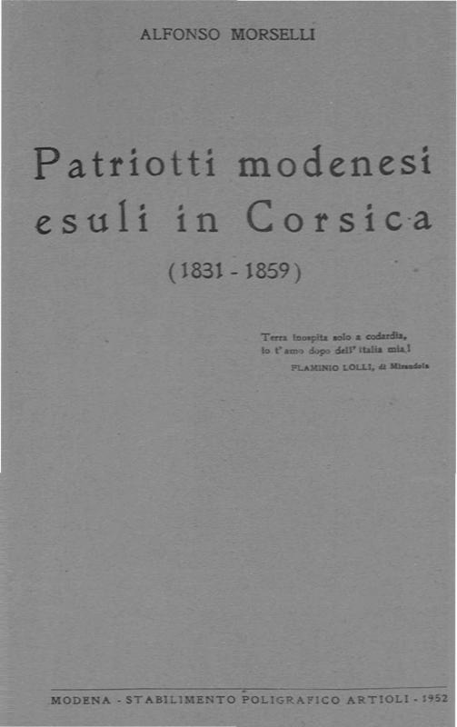 >Patriotti modenesi esuli in Corsica