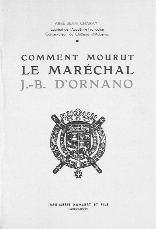 >Comment mourut le Maréchal J.-B. d'Ornano