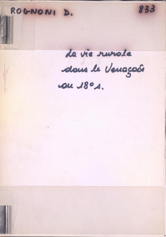 >La vie rurale dans le venacais au XVIIIe siècle