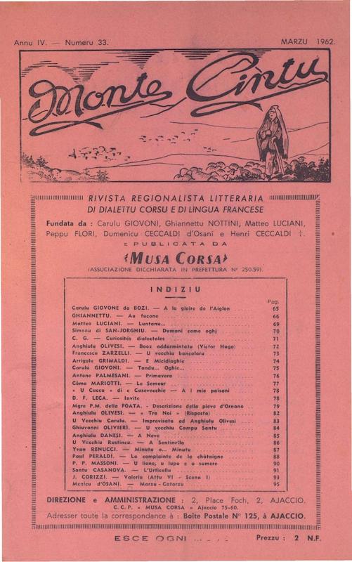 >Monte Cintu Numaru 33 Marzu 1962