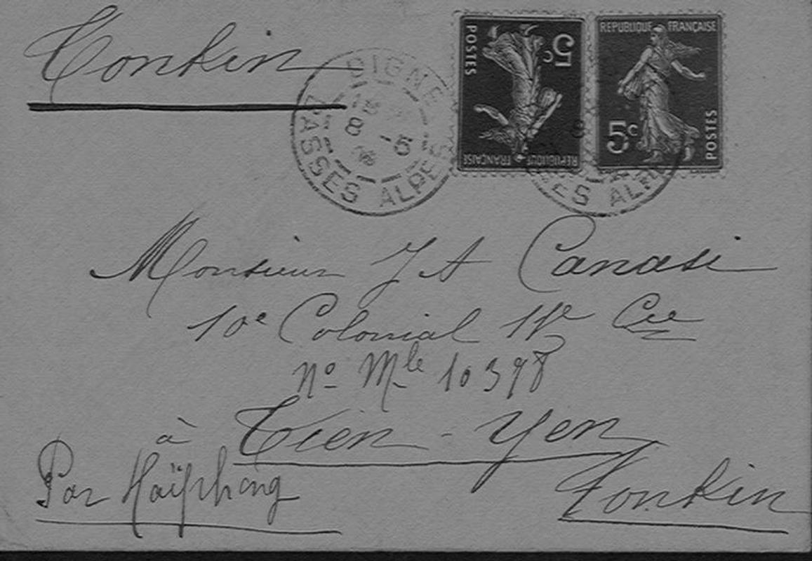 Enveloppes des correspondances de Joseph-Antoine Canasi