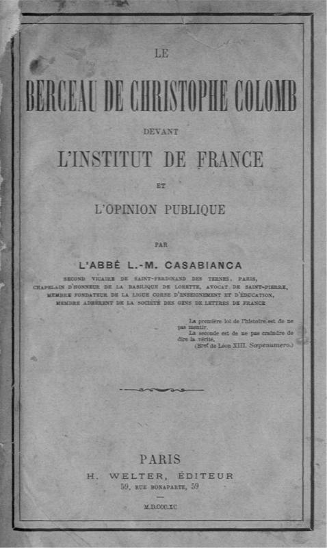 >Le berceau de Christophe Colomb devant l'institut de France et l'opinion publique