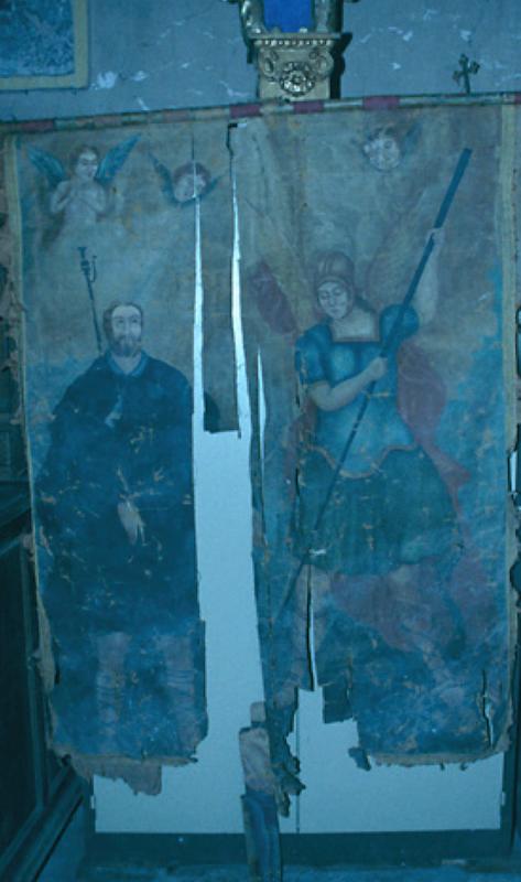 Bannière de procession, San Michele terrassant le dragon