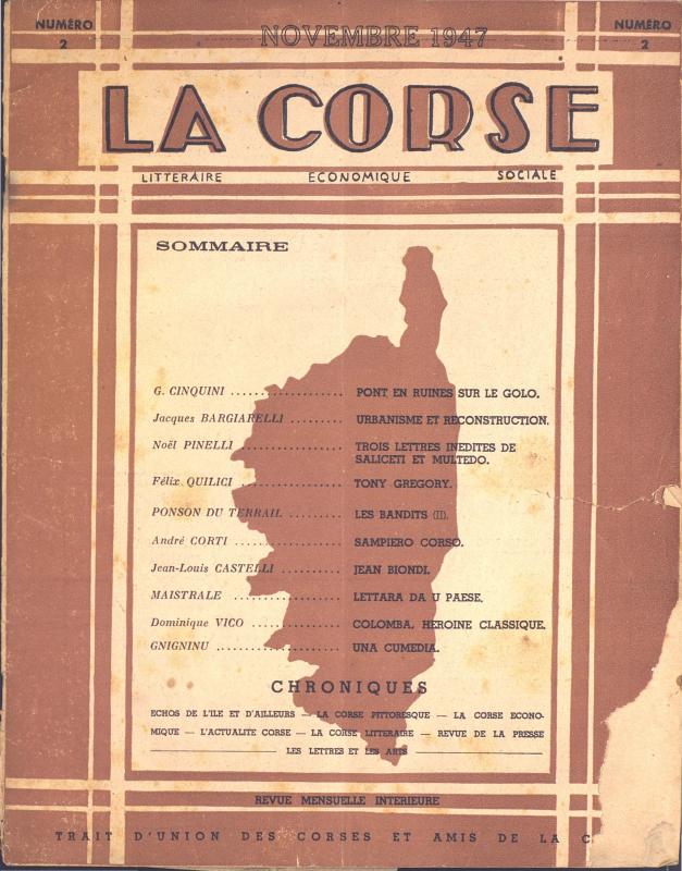 >La Corse littéraire, économique et sociale (1947)