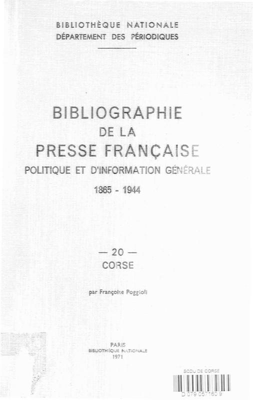 >Bibliographie de la presse Française