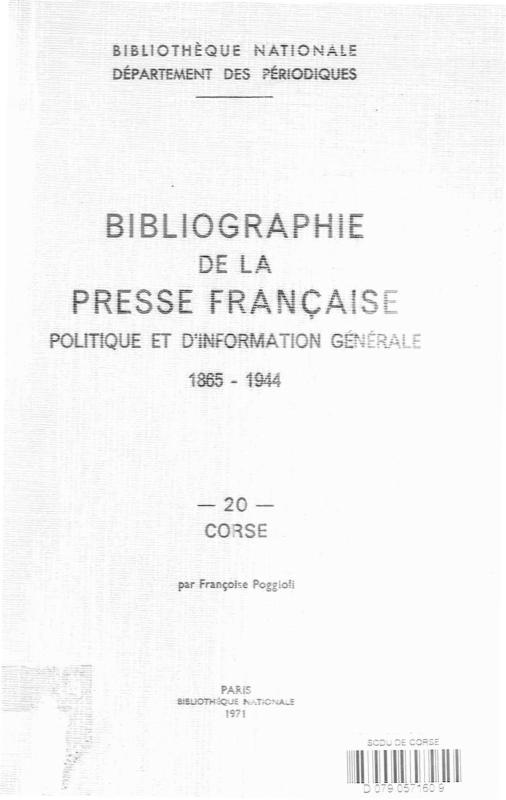 >Bibliographie de la presse Française