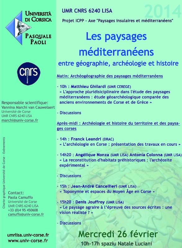 Séminaire Les paysages méditerranéens entre géographie, archéologie et histoire