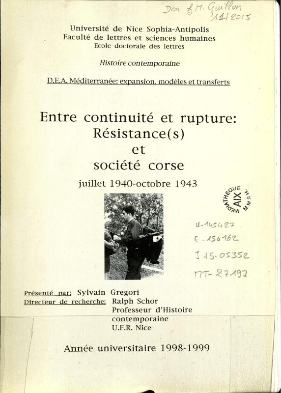 >Entre continuité et rupture : résistance(s) et société corse