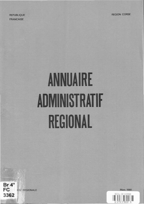 Annuaire administratif de la Corse, mars 1980