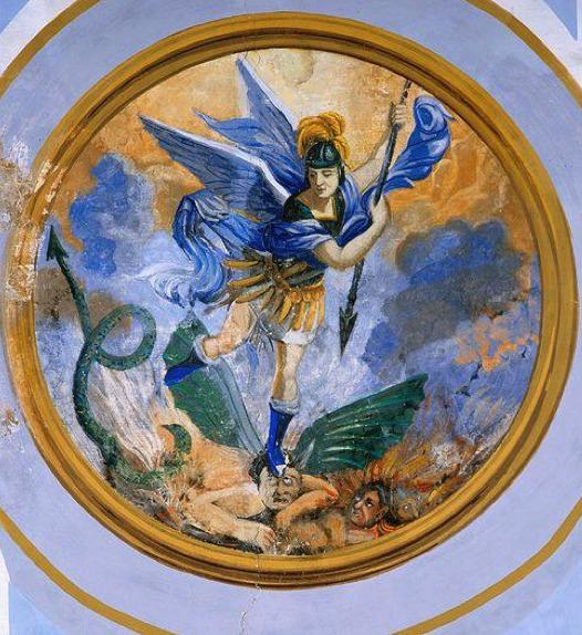 >Peinture Monumentale San Michele terrassant le démon