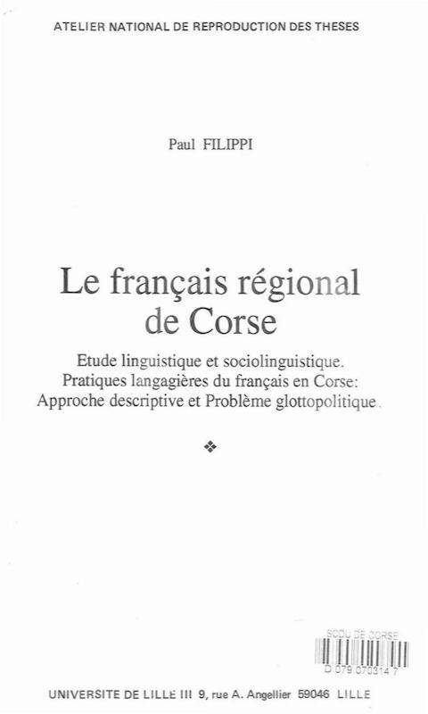 Le français régional de Corse