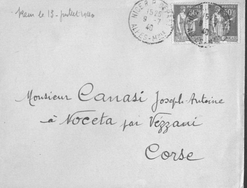 Enveloppes des correspondances de Joseph-Antoine Canasi