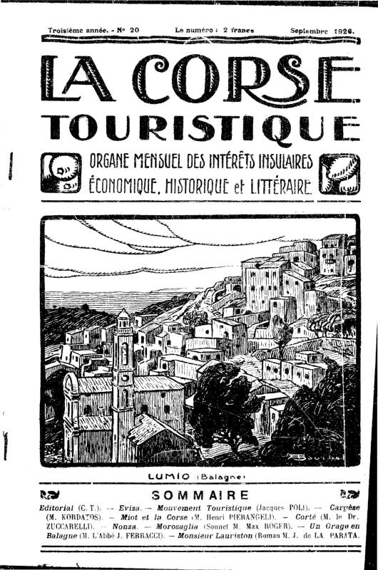 >La Corse touristique. Septembre 1926