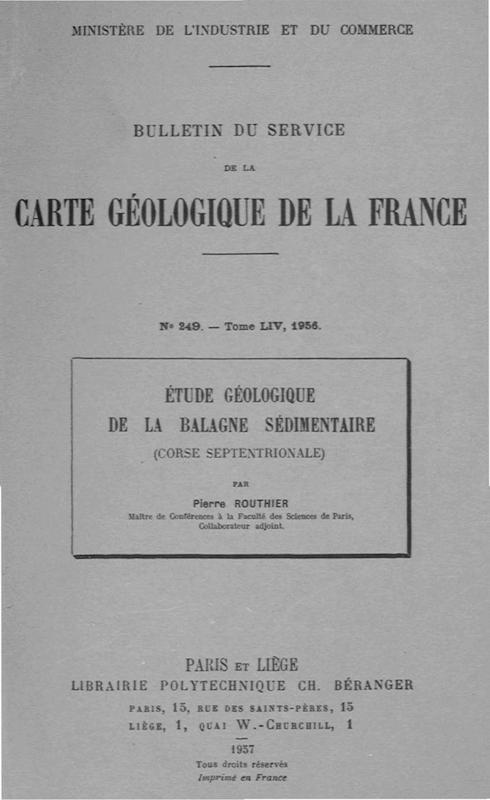 >Bulletin du service de la Carte Géologique de la France, N°249, 1956