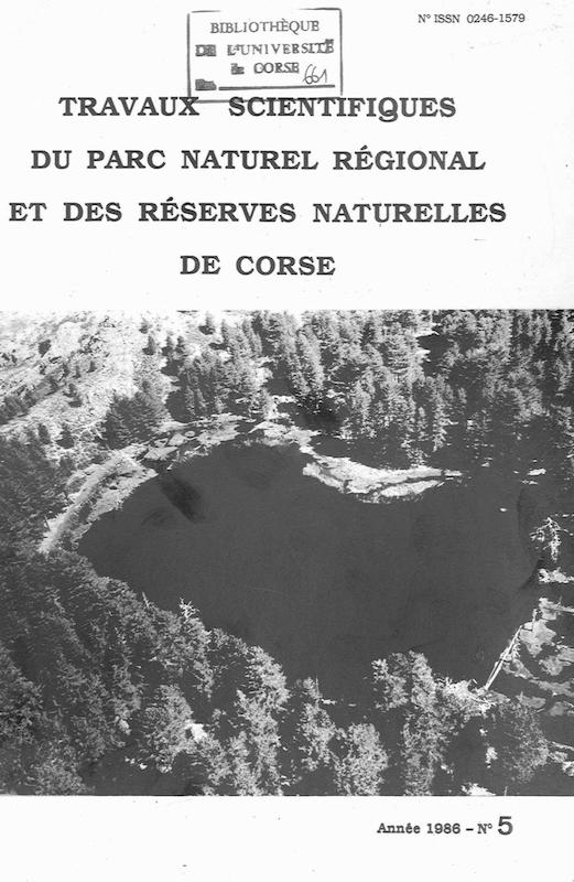 >Travaux scientifiques du Parc Naturel Régional et des Réserves Naturelles de Corse