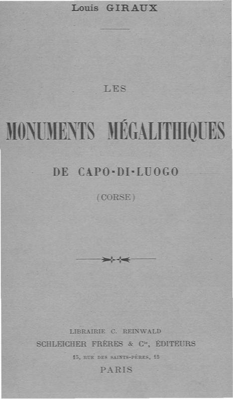 >Les Monuments mégalithiques de Capo di Luogo