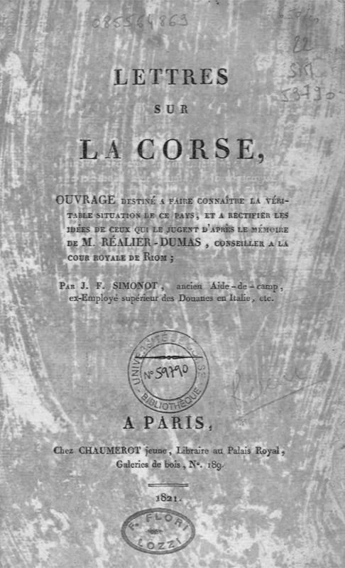 >Lettres sur la Corse