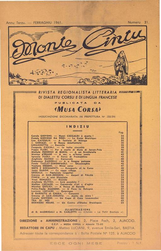 >Monte Cintu Numaru 21 Ferraghju 1961