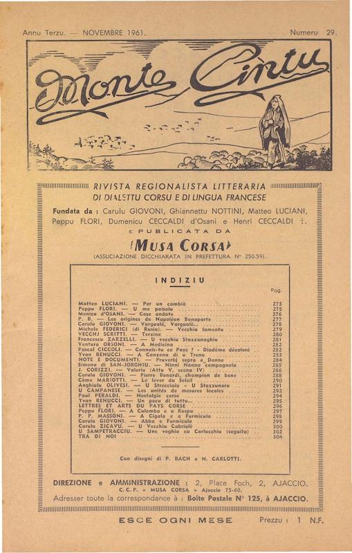 Monte Cintu Numaru 29 Novembre 1961