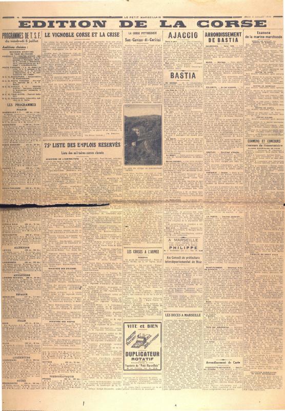 Le Petit Marseillais, édition de la Corse (1935-07)