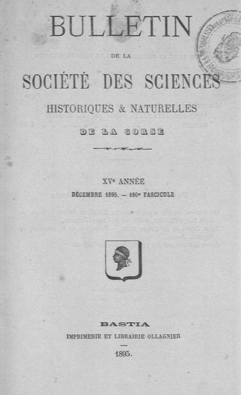 >Bulletin de la Société des Sciences Historiques et Naturelles de la Corse, 180e fascicule, décembre 1895
