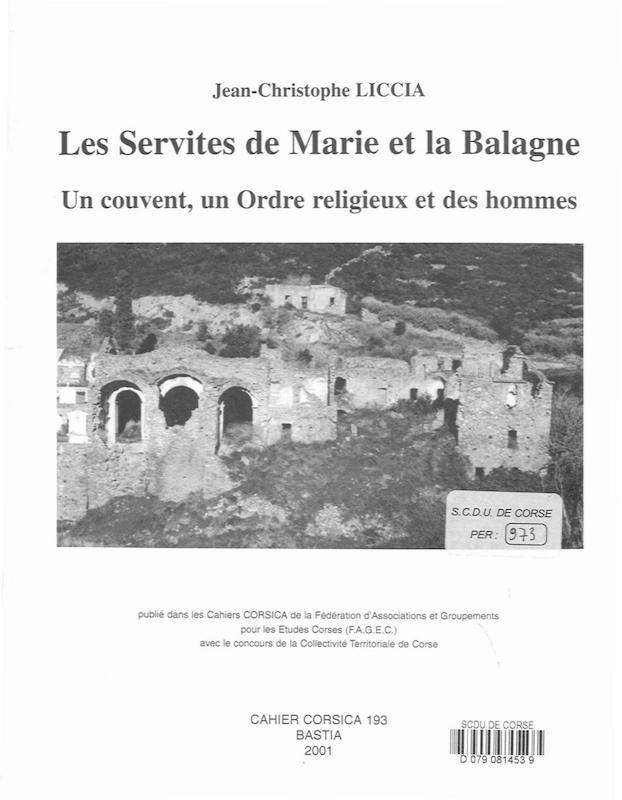 >Cahiers Corsica N° 193, les services de Marie et la Balagne