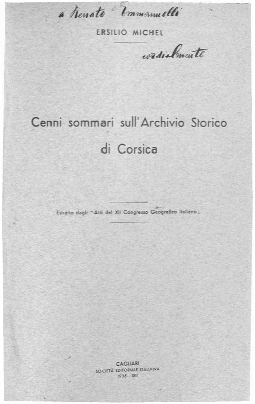 >Cenni sommari sull'Archivio Storico di Corsica