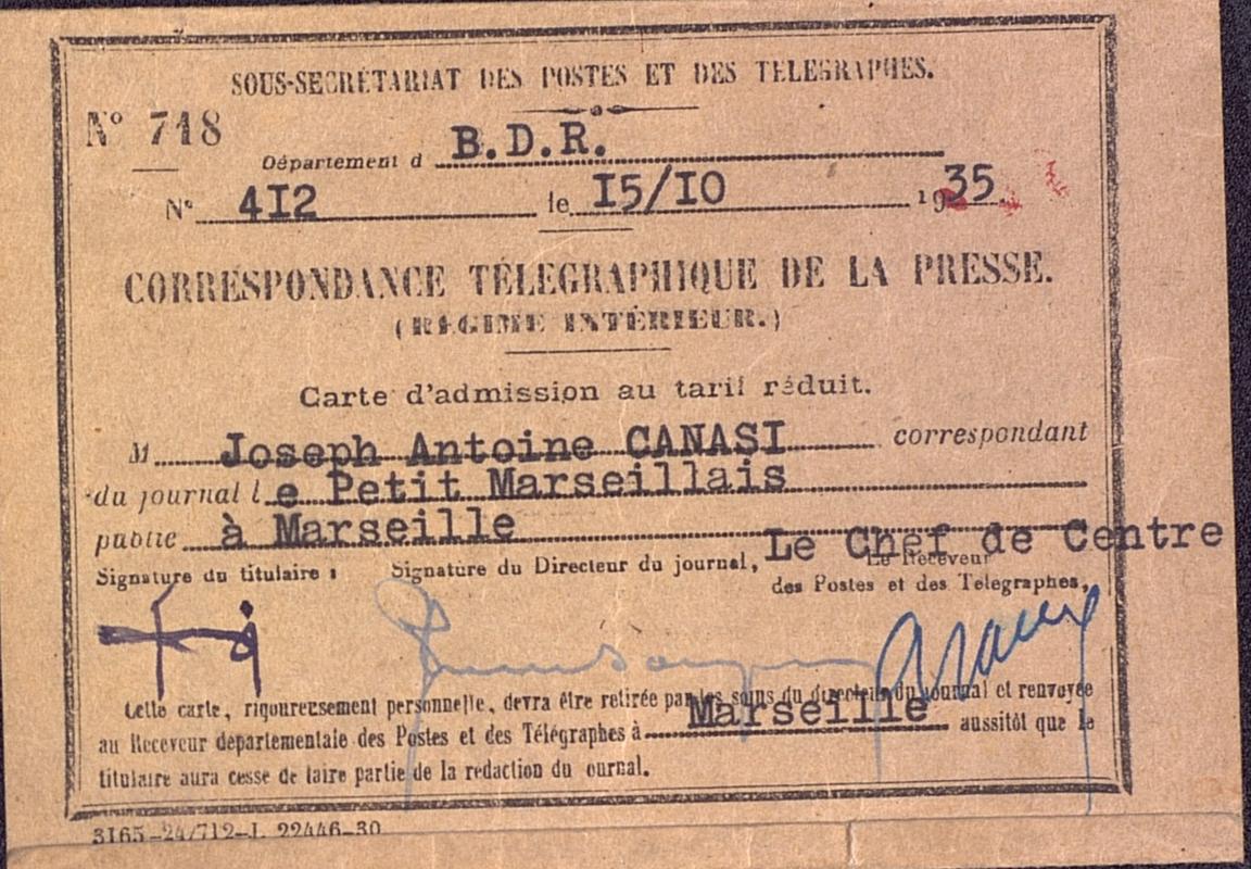 Documents personnels : reconnaissance de dettes (Joseph-Antoine Canasi)
