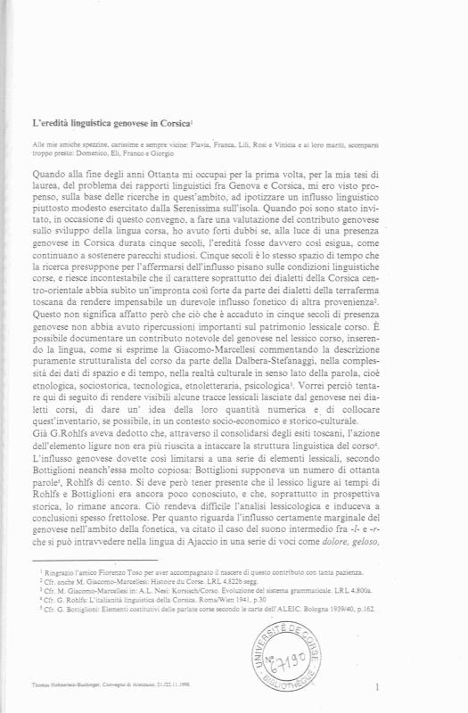 >L'eredita linguistica genovese
