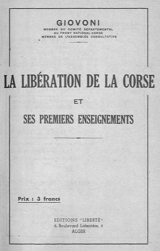 >La Libération de la Corse et ses premiers enseignements
