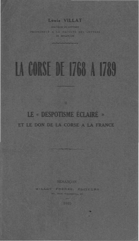 >La Corse de 1768 à 1789