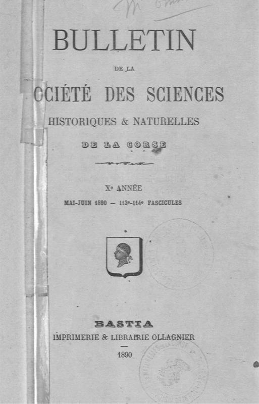 >Bulletin de la Société des sciences historiques et naturelles de la Corse