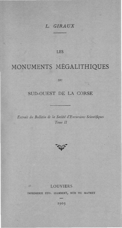 >Les Monuments mégalithiques du sud-ouest de la Corse