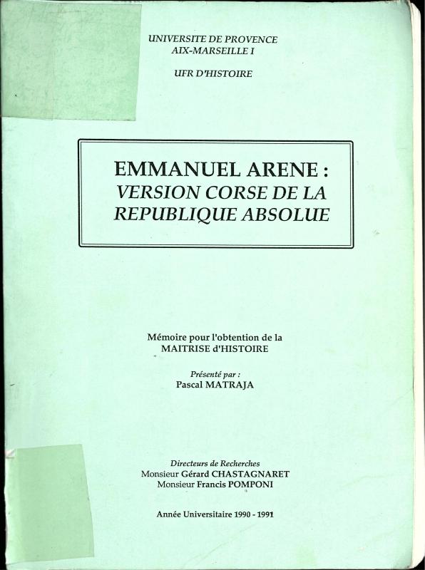 >Emmanuel Arène : Version corse de la République absolue